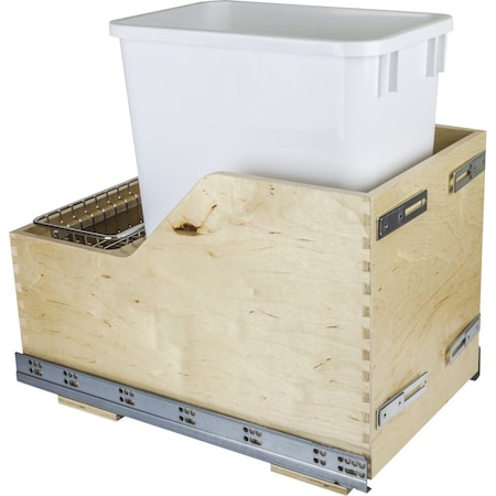 Hardware Resources Single 35 Quart Bottom-Mount Soft-close Trashcan Pullout for Door Mounting, Includes White Can CDM-WBMS35WH